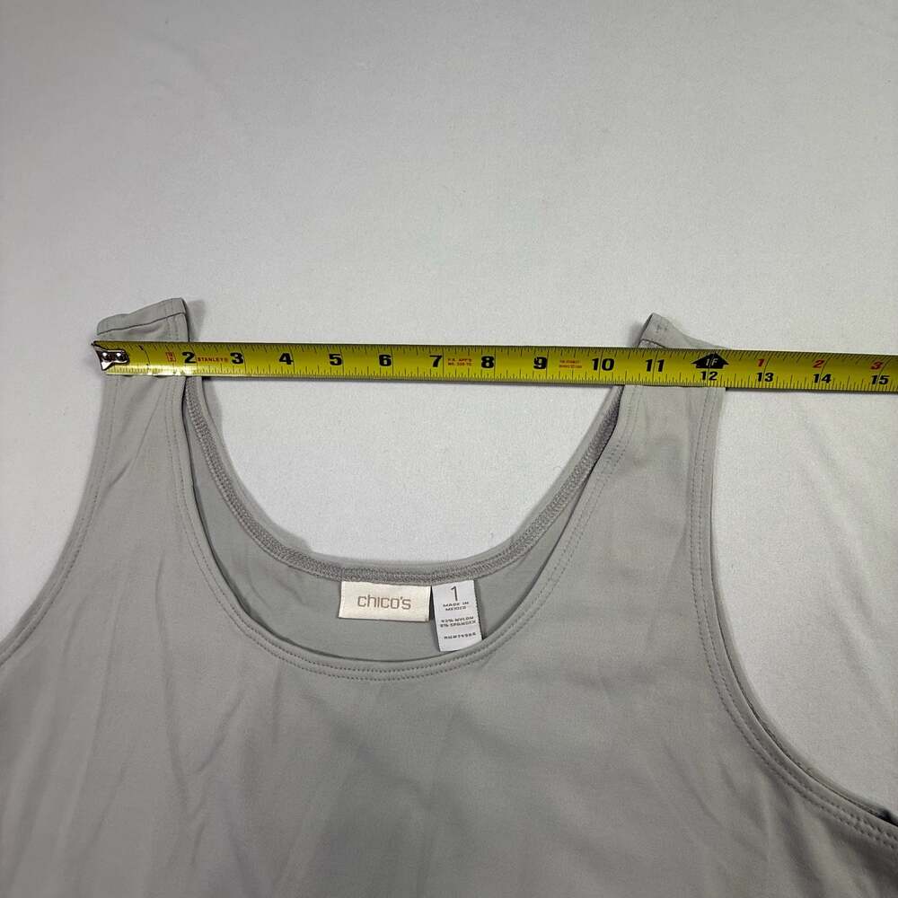 Chico's Microfiber Tank Top Size 1 Grey Sleeveless Scoop Neck Camisole - Picture 5 of 7